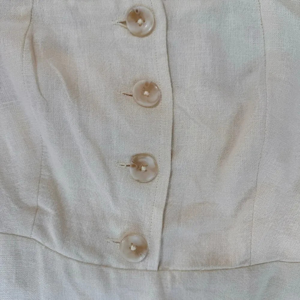 Anthropologie WeWorewhat Cream Women Button Front Linen-Blend Maxi Dress Size‎ S - Picture 5 of 10